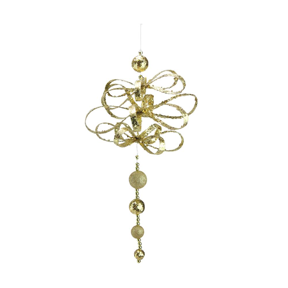 18.5" Gold Two Finish Whimsical Glittered Loop Ornament. The main picture.