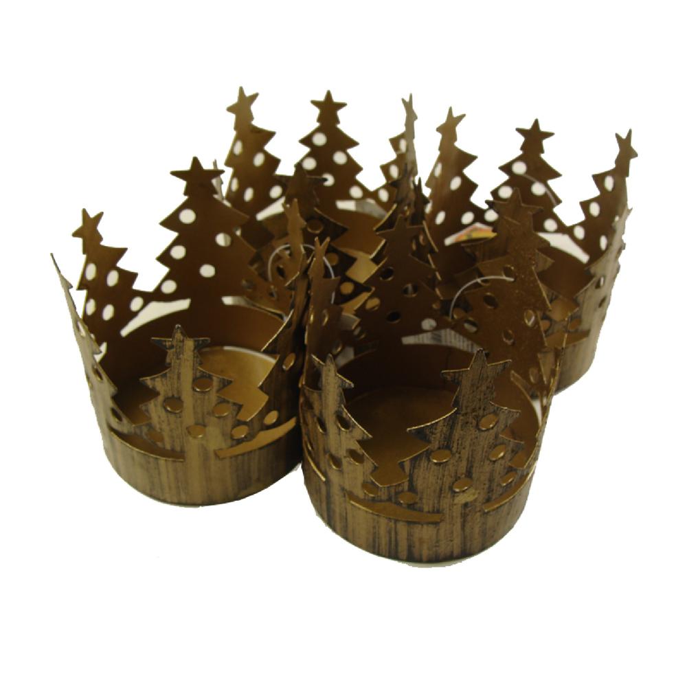 Club Pack of 72 Bronze Christmas Tree Pillar Candle Holders 3.75". Picture 1