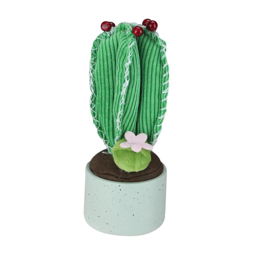 7" Green Artificial Plush Cactus in Gray Pot Tabletop Decoration. Picture 1