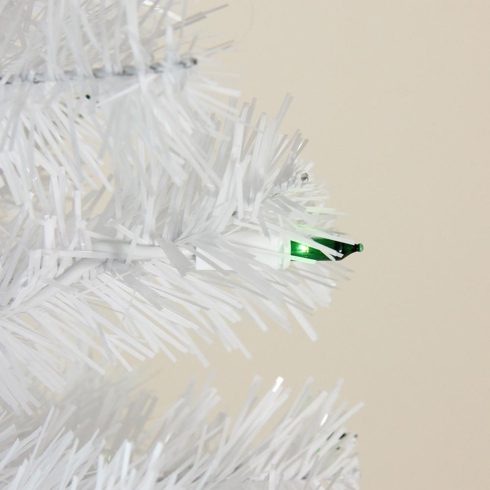 4' x 24" Pre-Lit White Artificial Christmas Tree  Green Lights. Picture 2
