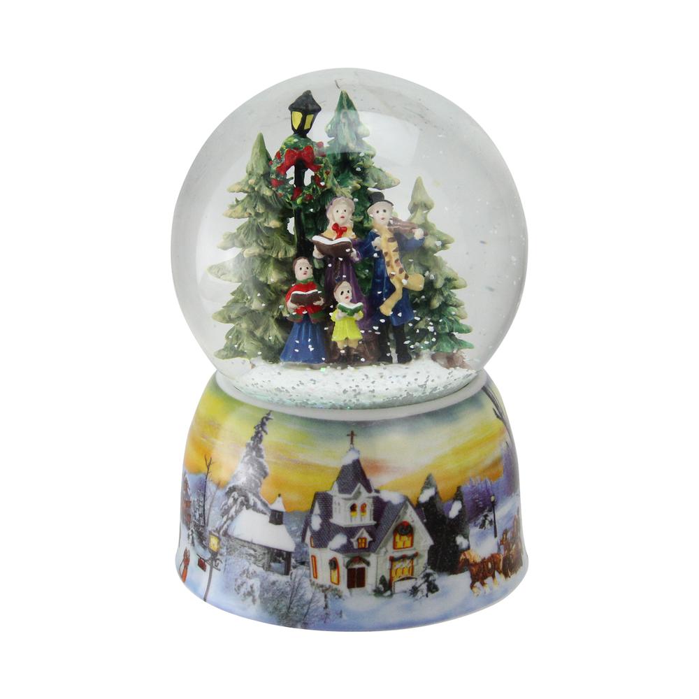 6" Christmas Carolers Winter Scene Musical Snow Globe. Picture 1