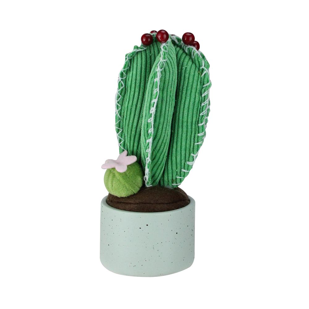 7" Green Artificial Plush Cactus in Gray Pot Tabletop Decoration. Picture 2