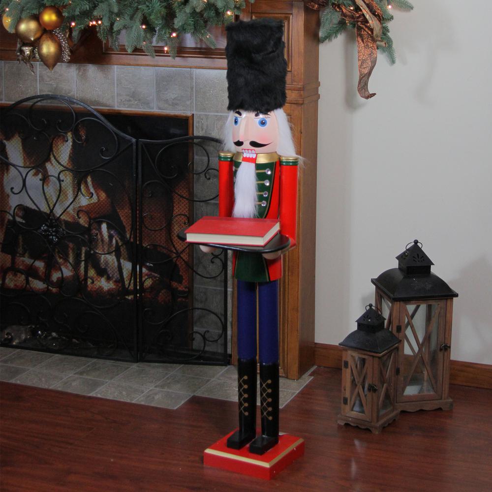 48.25" Red and Black Christmas Butler Nutcracker with Tray. Picture 4