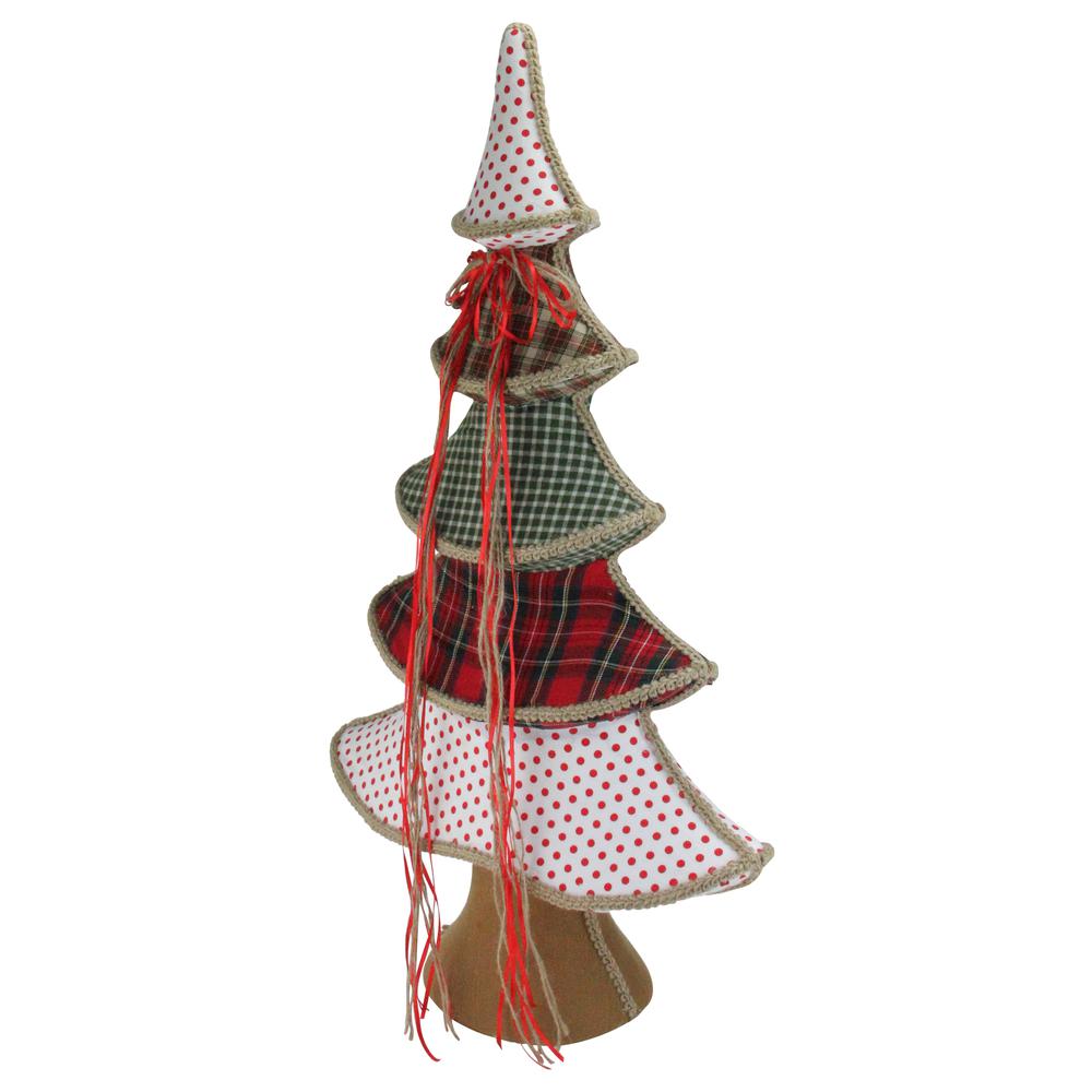 31.5" Red and Green Plaid Whimsical Christmas Tree Decoration. Picture 2