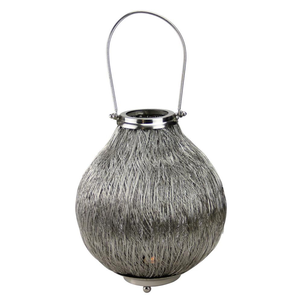 18.5" Urban Life Contemporary Silver Tea Light Candle Holder Lantern. Picture 1