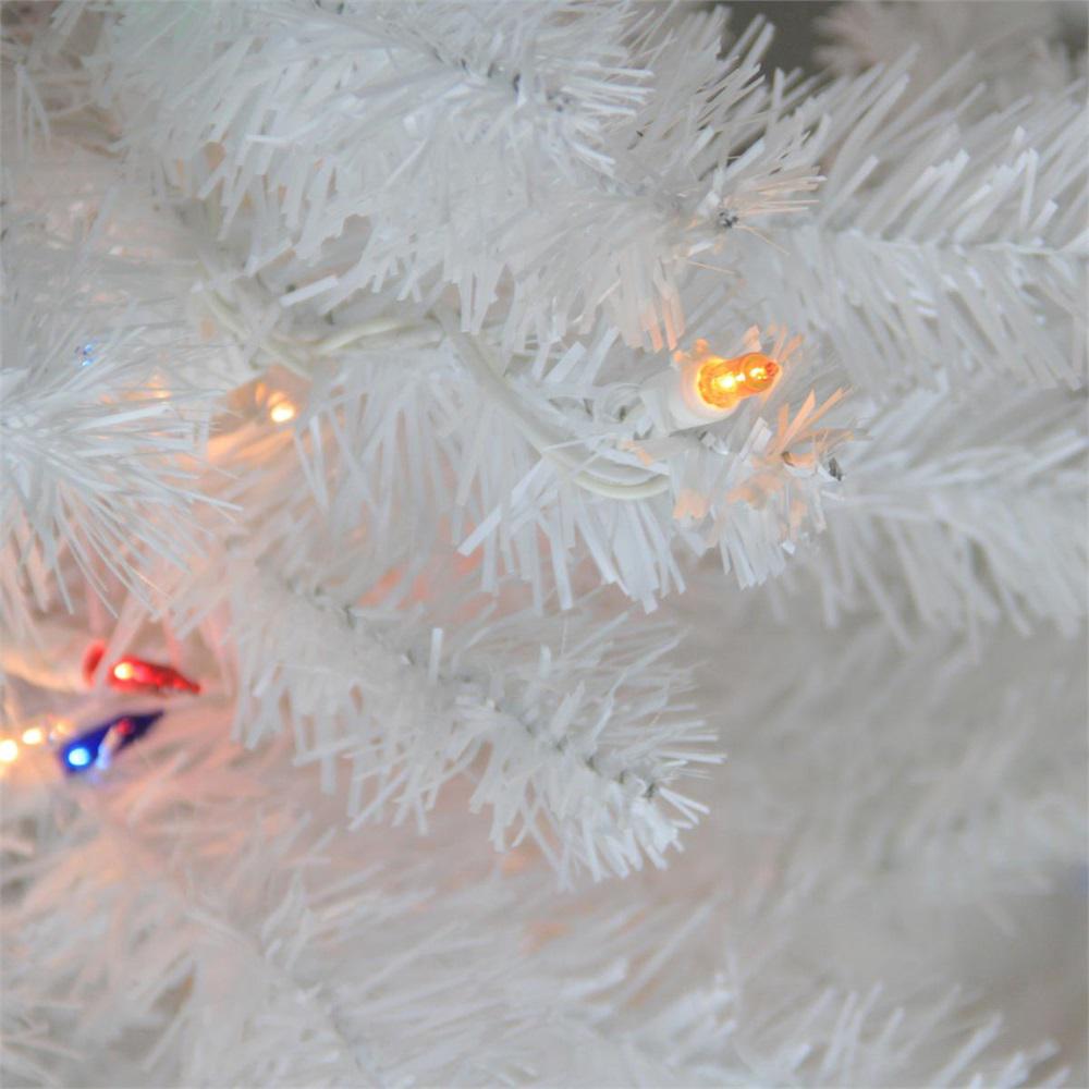 18" PreLit Snow White Artificial Christmas Tree, Multi Lights. Picture 2