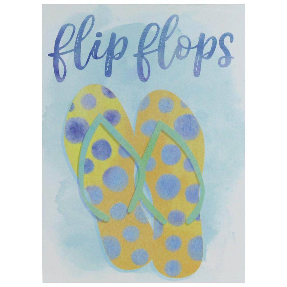7.25" Decorative Yellow and Orange with Blue Polka Dots â€œFlip Flops" Wooden Wall Plaque. The main picture.