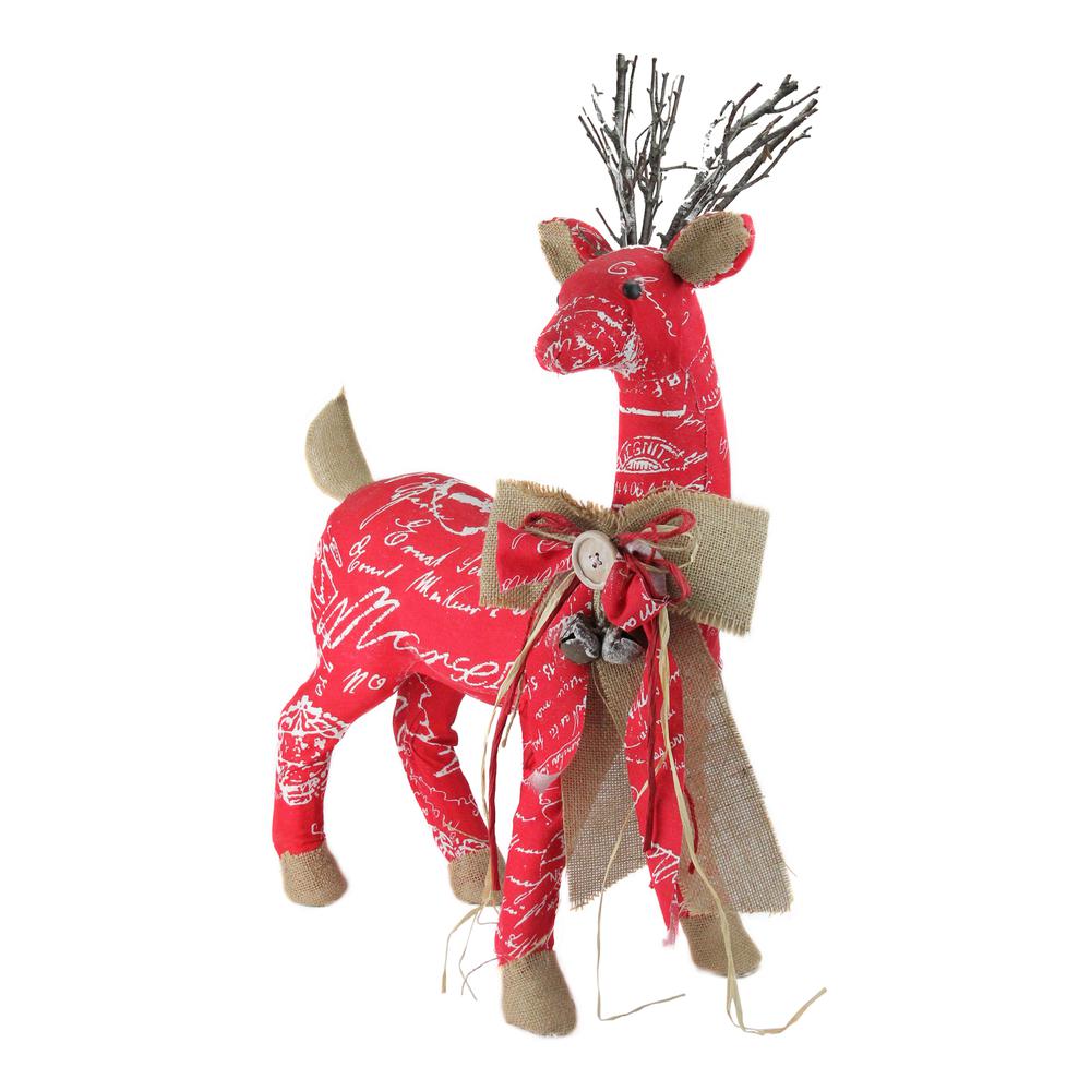 24" Red and Brown Reindeer with Bow Christmas Decoration. Picture 2