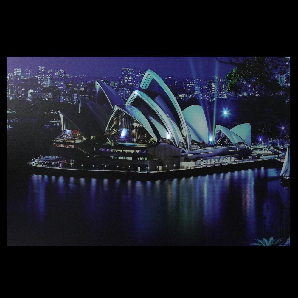 LED Lighted Famous Sydney Opera House Australia Canvas Wall Art 15.75" x 23.5". Picture 2