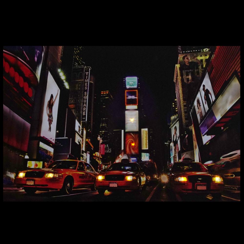 LED Lighted NYC Times Square Broadway Taxi Cabs Canvas Wall Art 15.75" x 23.5". Picture 2