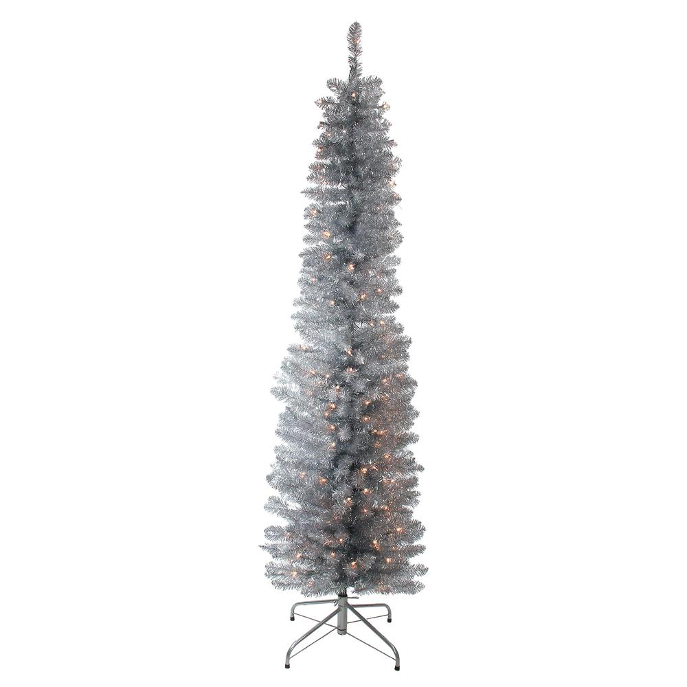 6' Pre-Lit Pencil Artificial Christmas Tree - Clear Lights. Picture 1