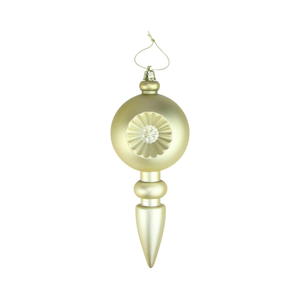4ct Matte Gold Retro Reflector Shatterproof Christmas Finial Ornaments 7.5". The main picture.