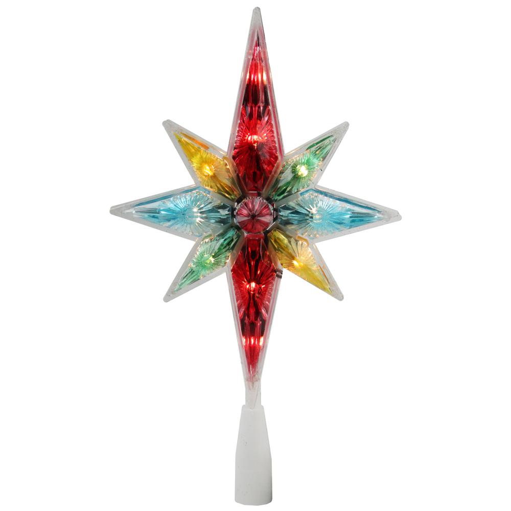 10.75" Vibrantly Colored Faceted Star of Bethlehem Christmas Tree Topper - Clear Lights. The main picture.
