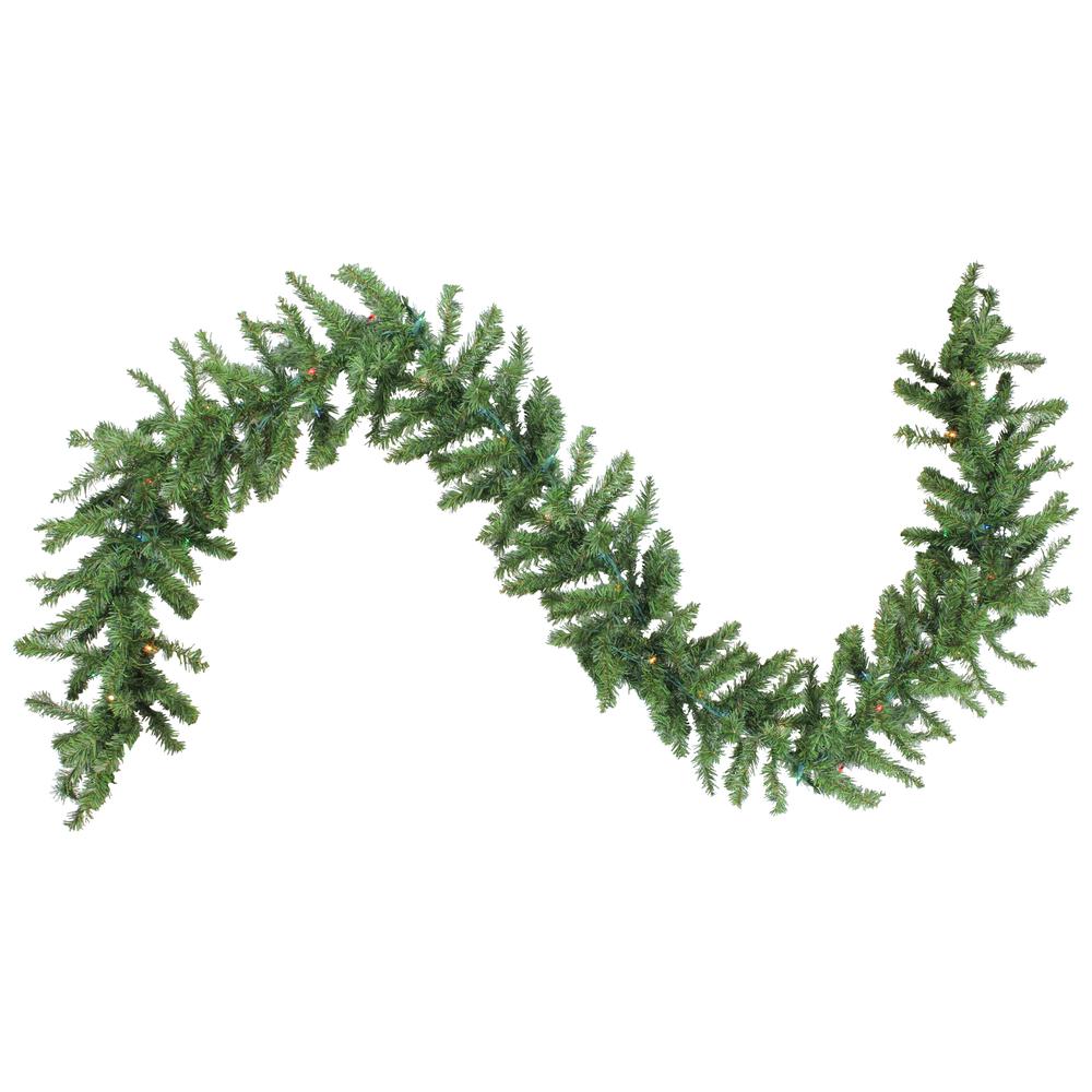 9' x 12" Pre-Lit Canadian Pine Artificial Christmas Garland - Multi Lights. Picture 1