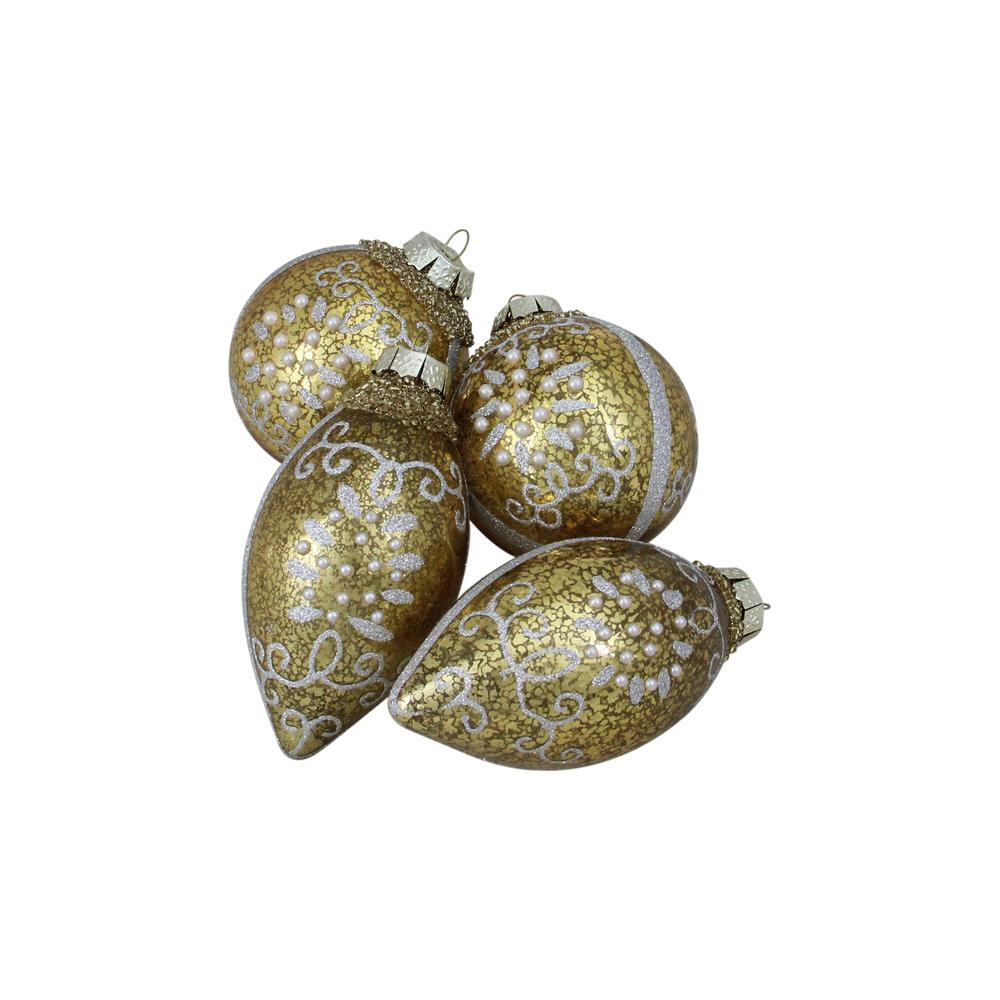4ct Gold and Silver Shiny Glass Christmas Ball Ornaments 2.75" (70mm). The main picture.
