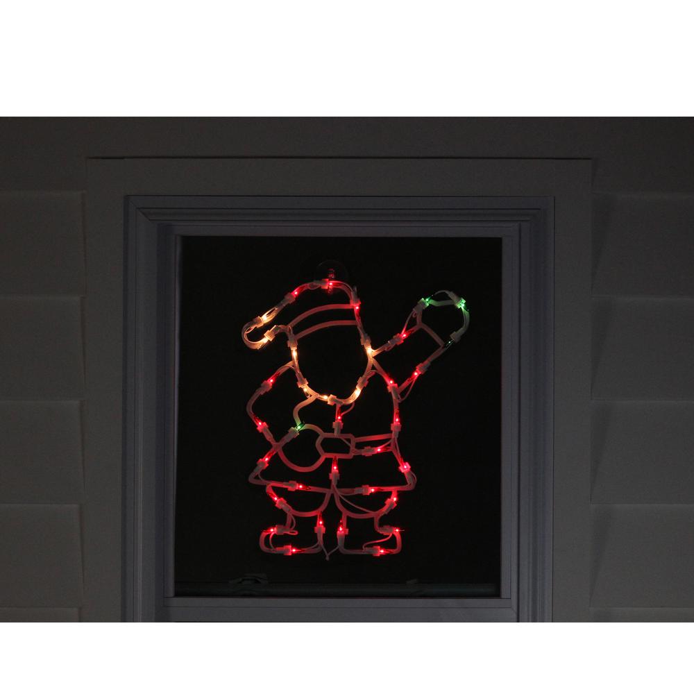 13" Red and Green Lighted Santa Double Sided Christmas Silhouette Decoration. Picture 3