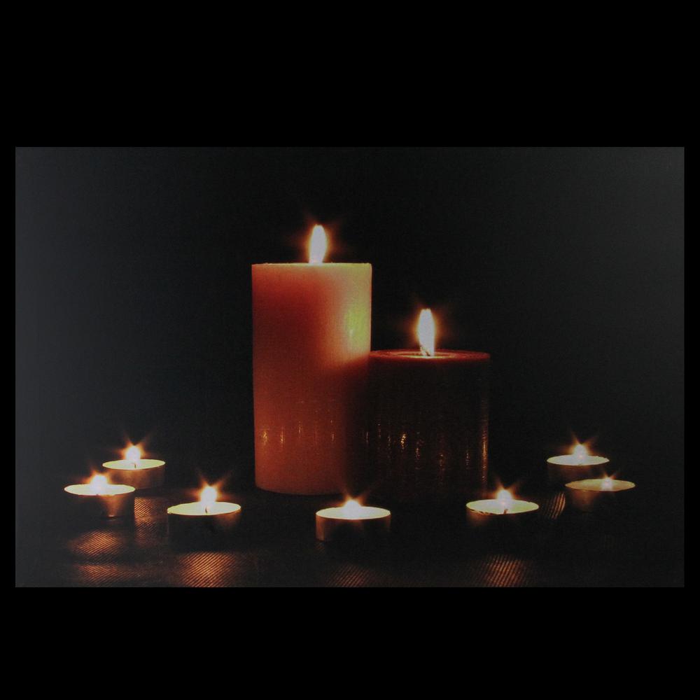 LED Lighted Flickering Pillar and Tea Light Candles Canvas Wall Art 23.5" x 15.5". Picture 3