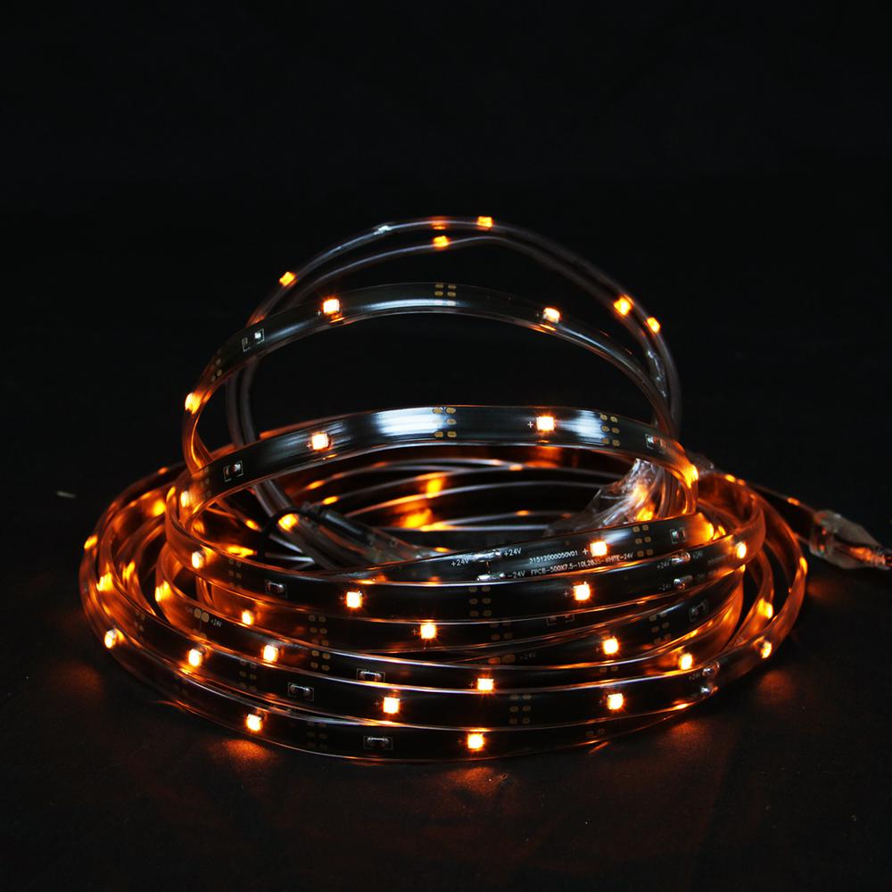 18' Orange LED Outdoor Christmas Linear Tape Lighting - Black Finish. Picture 1