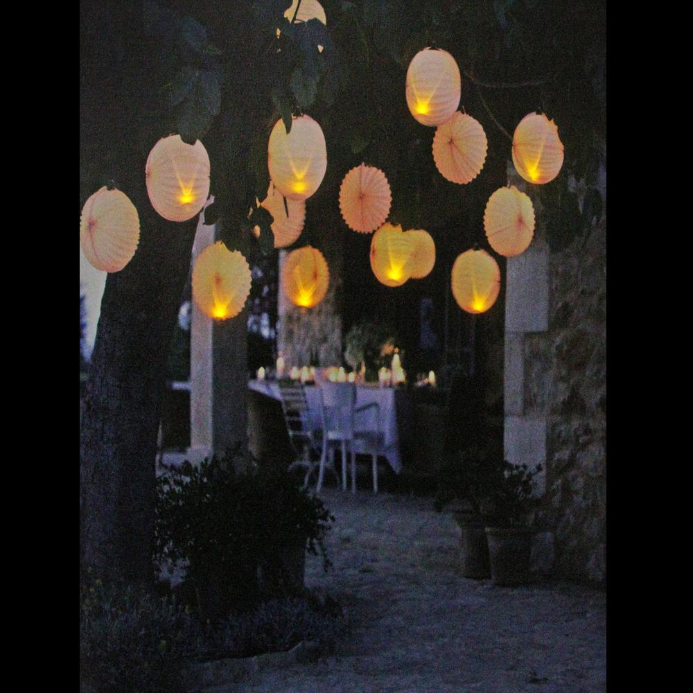 LED Lighted Flickering Garden Party Chinese Lanterns Canvas Wall Art 11.75" x 15.75". Picture 2