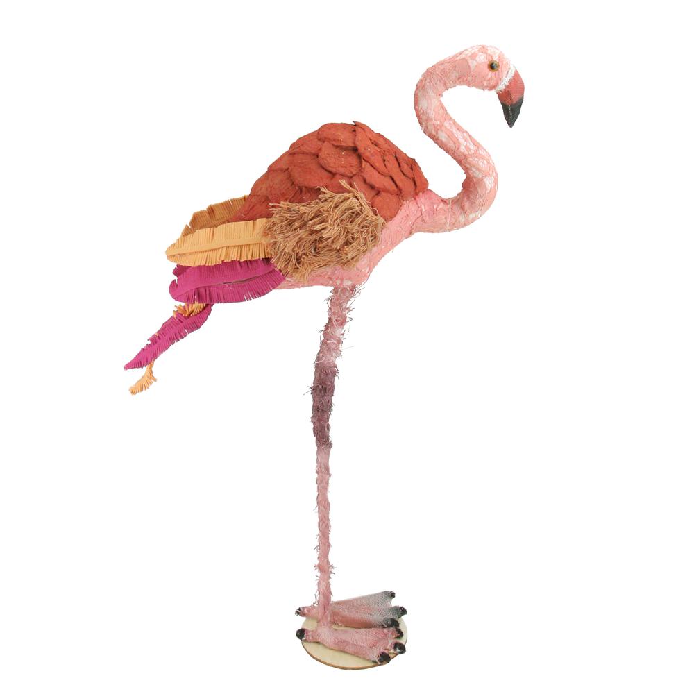 21.5" Tropical Textured Pink Flamingo Table Top Decoration. Picture 1