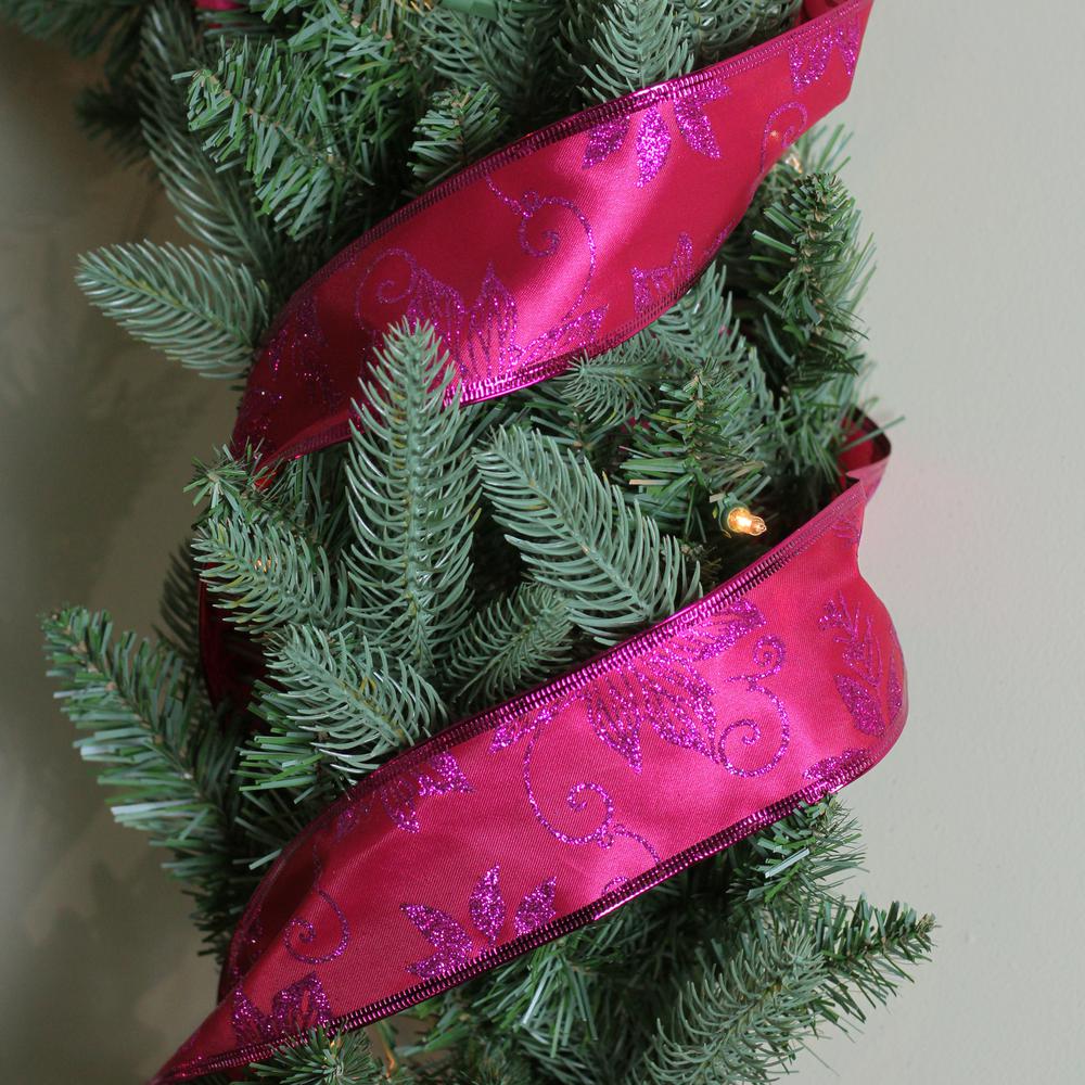 Club Pack of 12 Shimmering Pink and Purple Wired Christmas Craft Ribbons 2.5" x 120 Yards. Picture 3