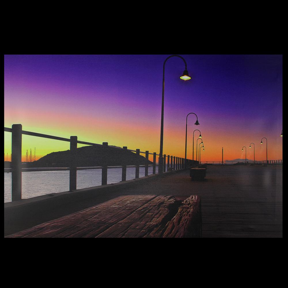 LED Lighted Sunset Boardwalk Scene Canvas Wall Art 15.75" x 23.5". Picture 2