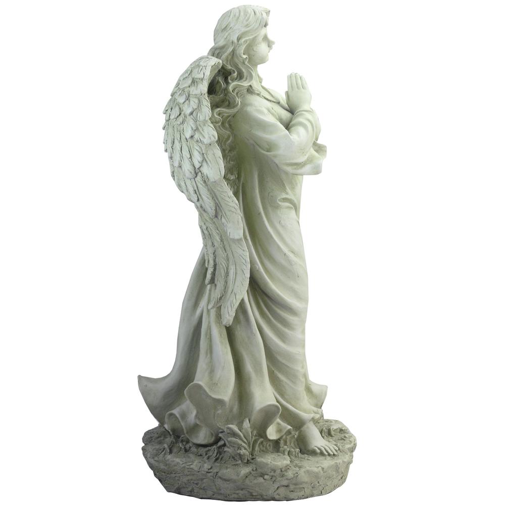 24.5" Light Olive Green Praying Angel Decorative Outdoor Garden Statue. Picture 2