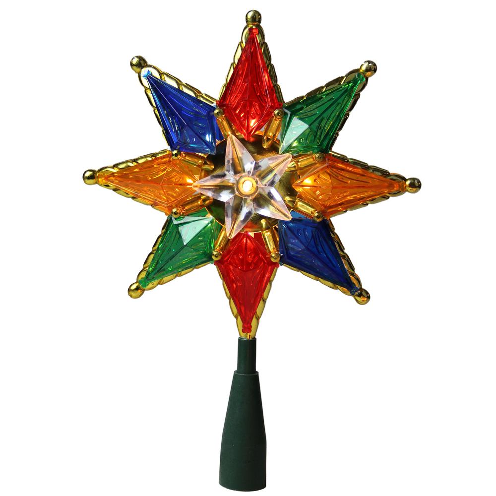 8" Lighted Multi Color 8-Point Star Christmas Tree Topper - Clear Lights. The main picture.