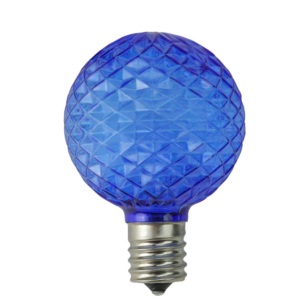 Pack of 25 Faceted LED G50 Blue Christmas Replacement Bulbs. Picture 1