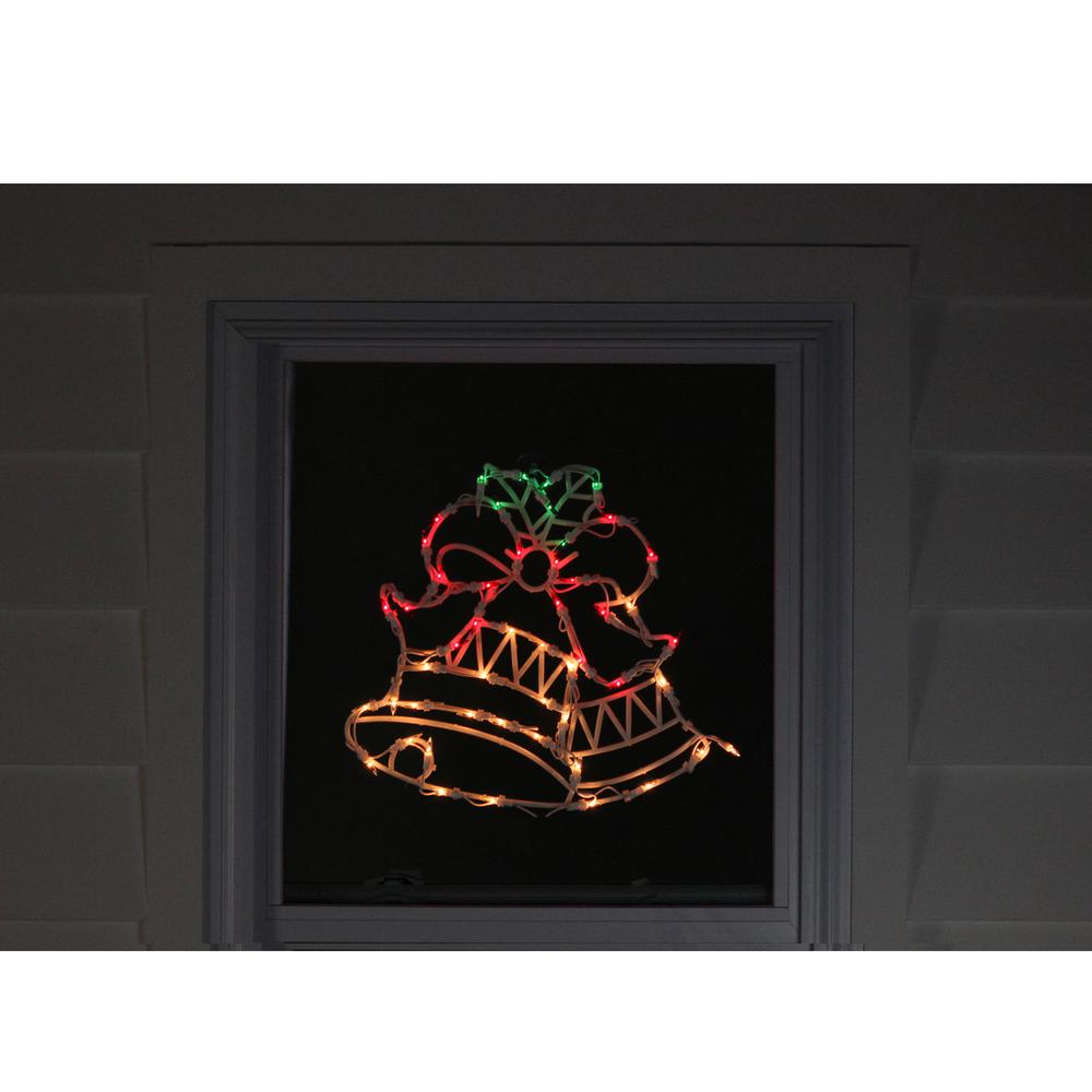 15" Lighted Bells with Bow Christmas Window Silhouette Decoration. Picture 3