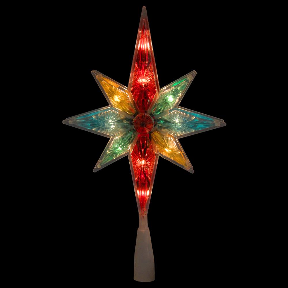 10.75" Vibrantly Colored Faceted Star of Bethlehem Christmas Tree Topper - Clear Lights. Picture 2