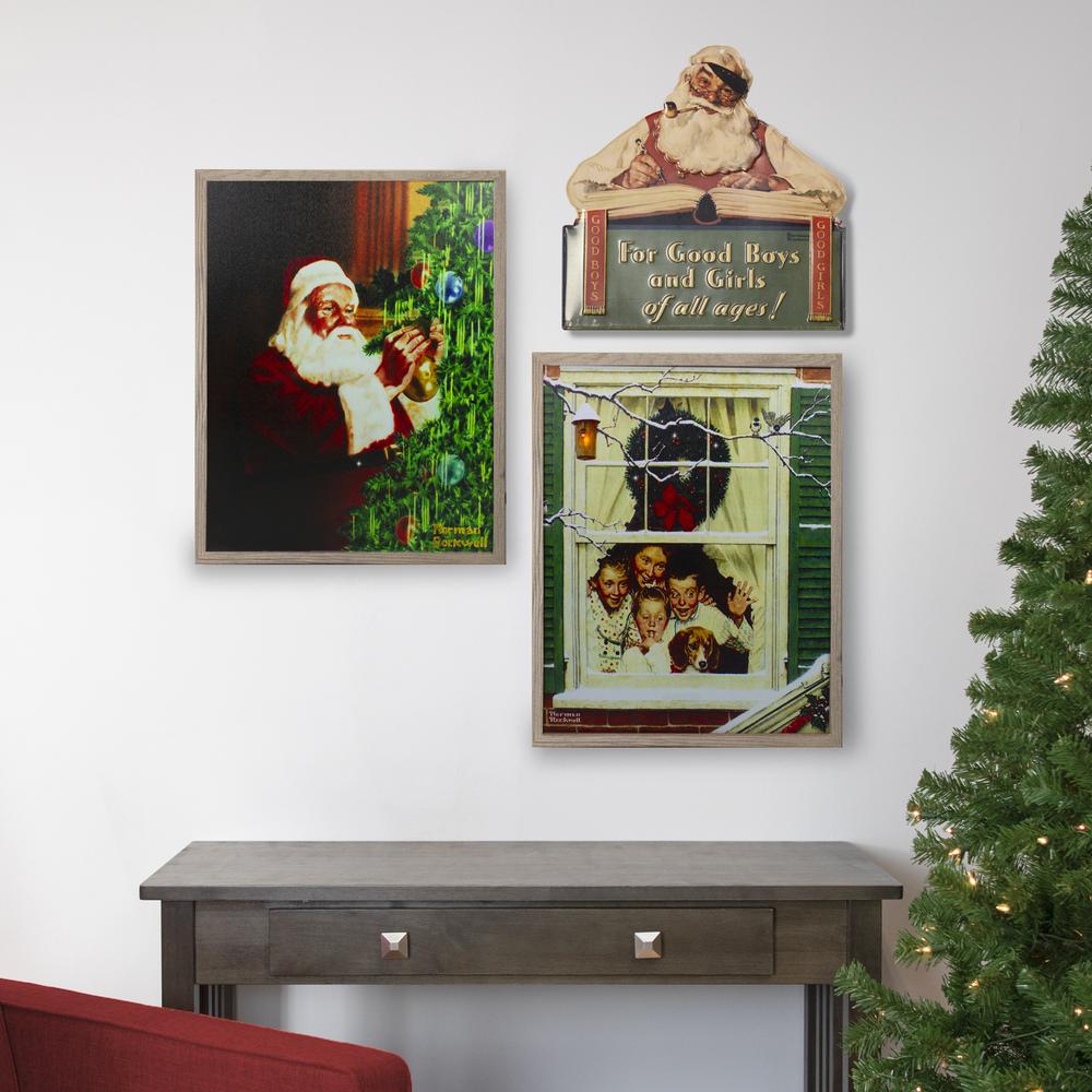 19" Lighted Norman Rockwell 'Oh Boy! It's Pop with a New Plymouth' Christmas Wall Art. Picture 3