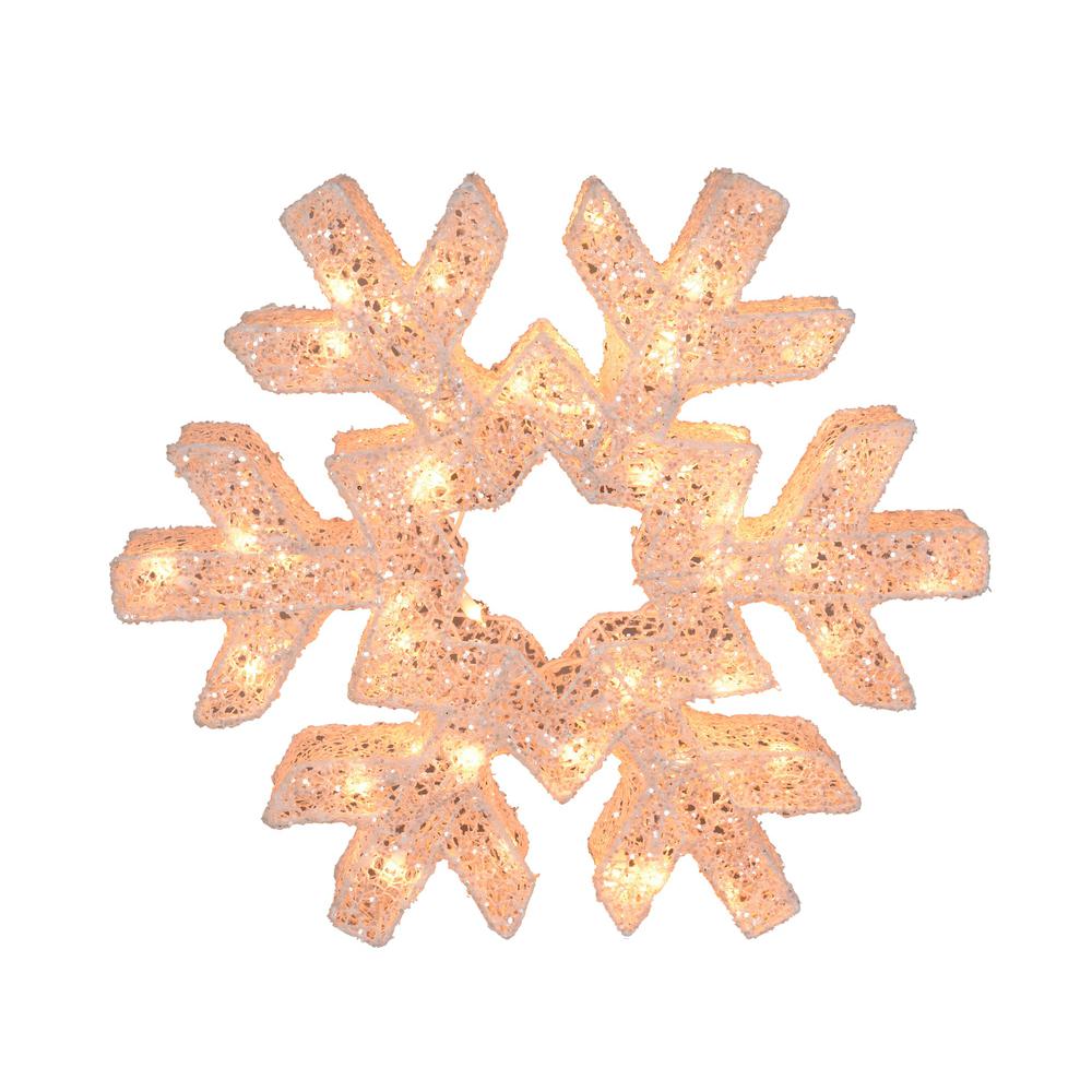 24" Orange and White LED Lighted Snowflake Christmas Decoration. Picture 1