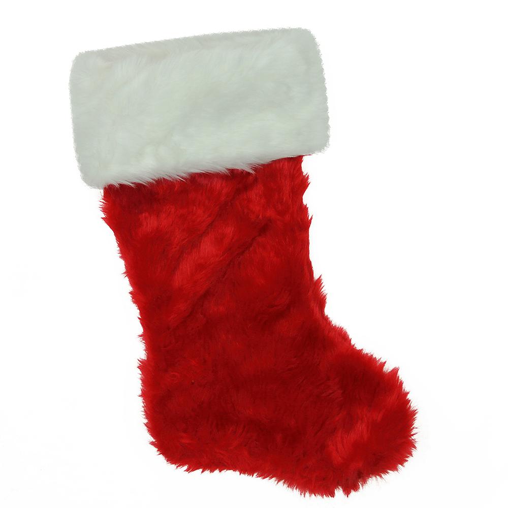 20" Red and White Traditional Cuff Extra Plush Christmas Stocking. Picture 1