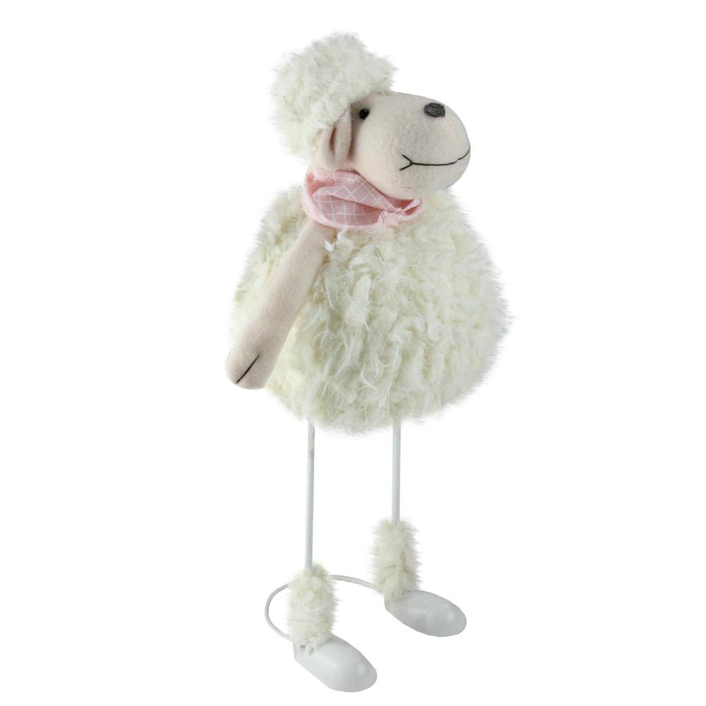 16" White Shaking Sheep with Pink Bandanna Easter Spring Tabletop Decor. Picture 2