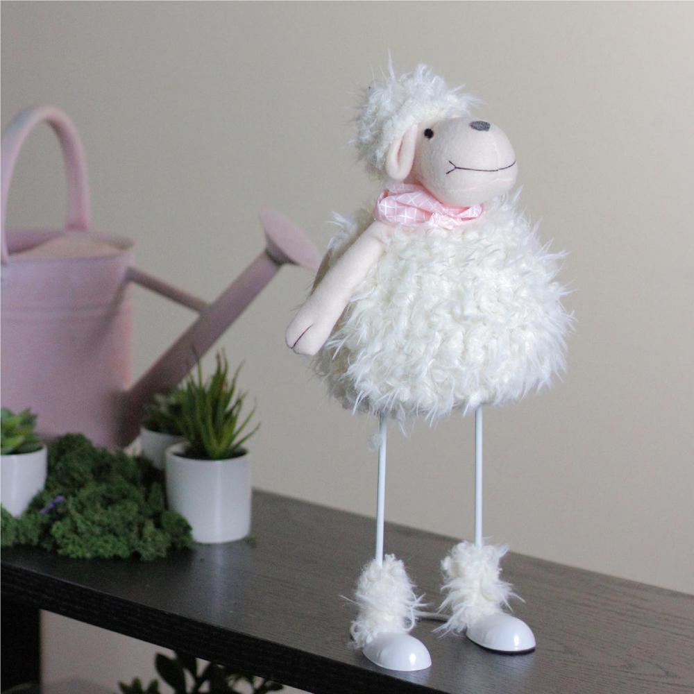 16" White Shaking Sheep with Pink Bandanna Easter Spring Tabletop Decor. Picture 3