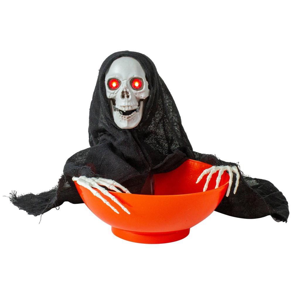 10.5" Animated Grim Reaper Halloween Candy Bowl. Picture 1