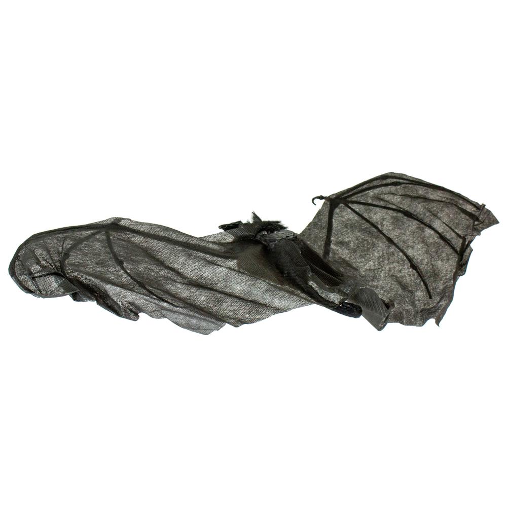 30" Hanging Halloween Bat Decoration with Red Eyes. Picture 4