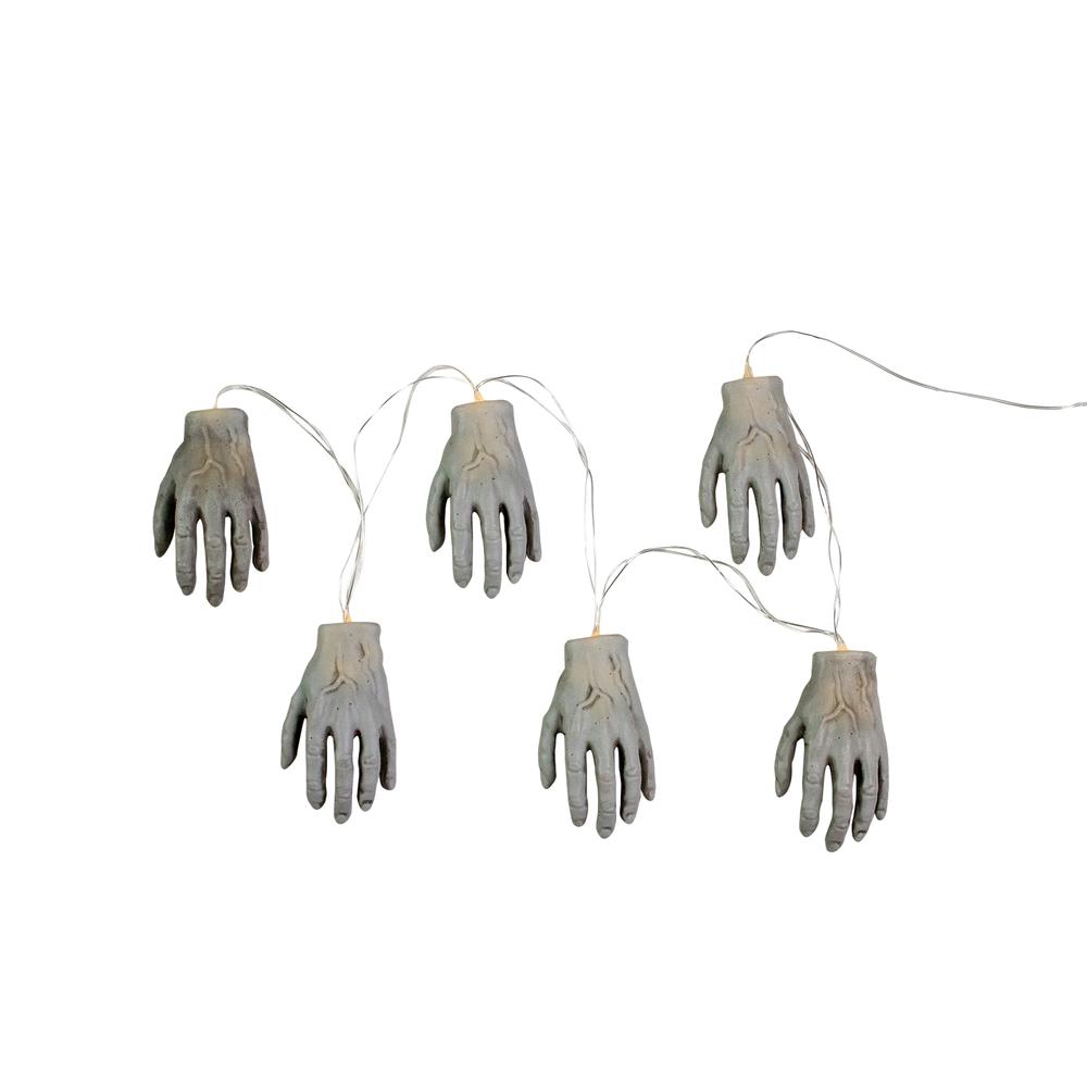 Set of 6 Skeleton Hands Halloween Light Set. Picture 1