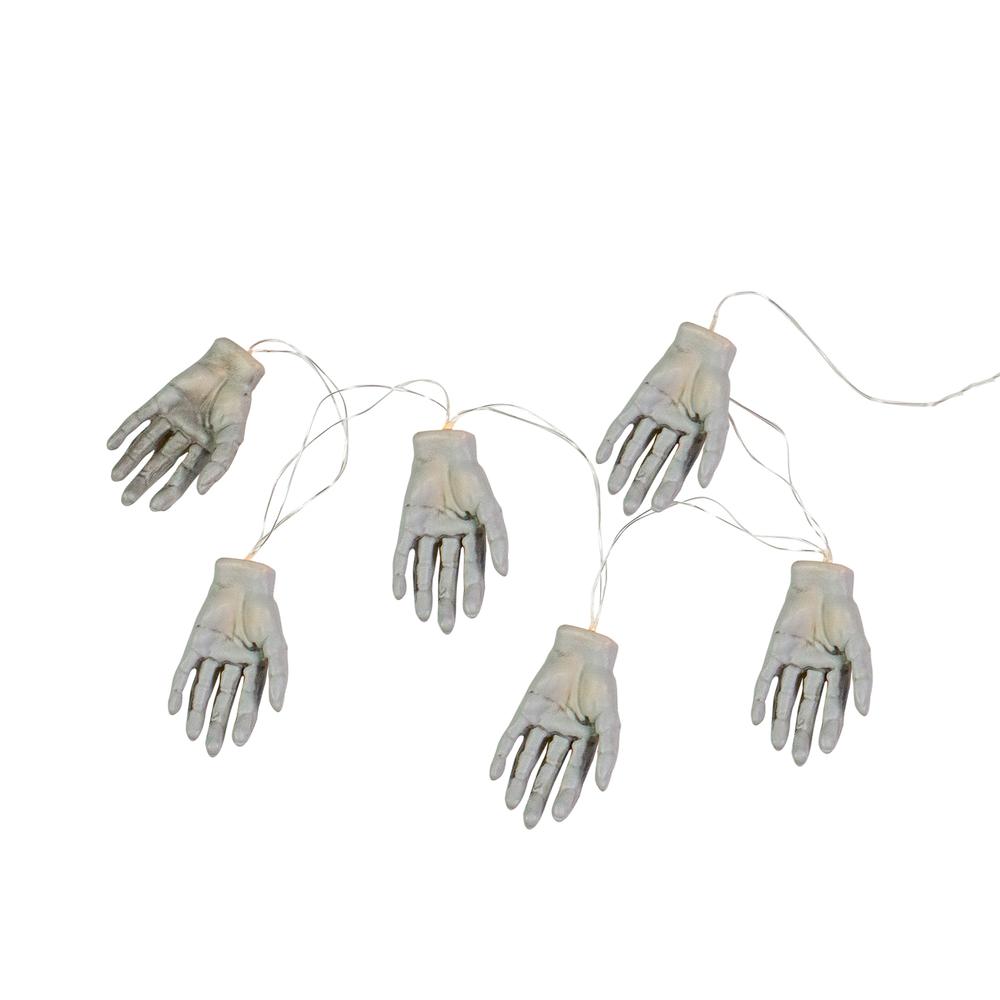 Set of 6 Skeleton Hands Halloween Light Set. Picture 3
