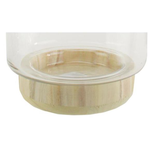 13.5" Clear and Beige Round Container with Base. Picture 2