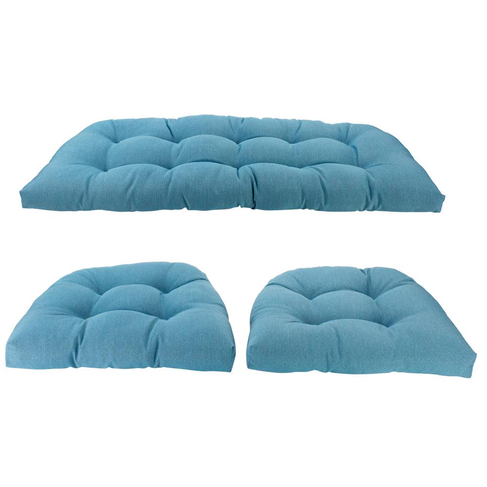 3-Piece Wicker Furniture Cushion Set  Blue. Picture 1