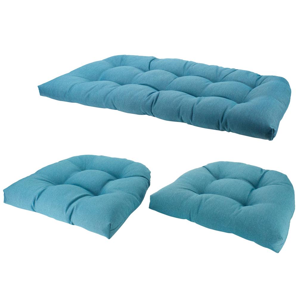 3-Piece Wicker Furniture Cushion Set  Blue. Picture 2