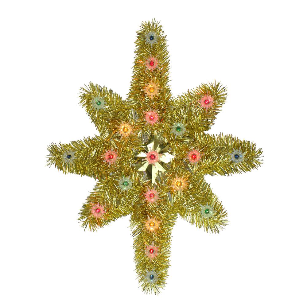 21" Lighted Gold Star of Bethlehem Christmas Tree Topper - Multi-Color Lights. Picture 1