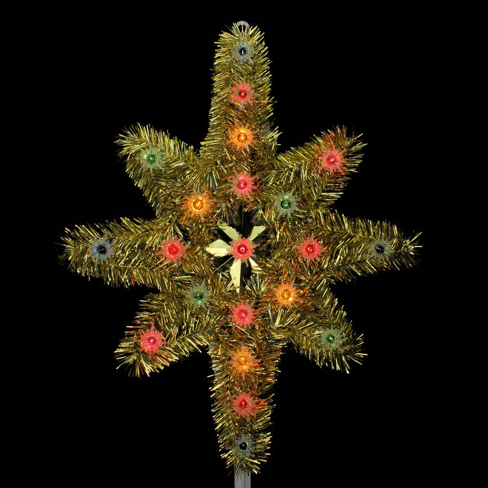 21" Lighted Gold Star of Bethlehem Christmas Tree Topper - Multi-Color Lights. Picture 2