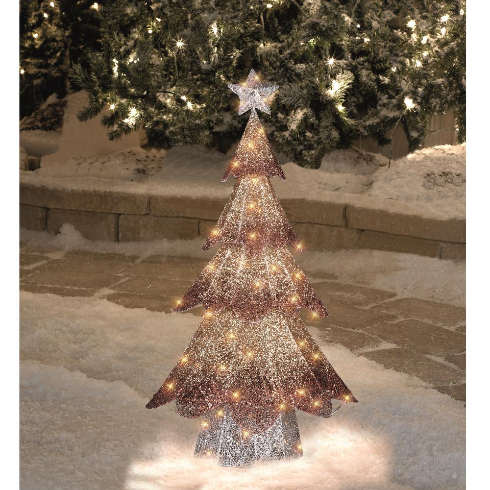 46-Inch LED Lighted Bronze Gold Mesh Christmas Tree Outdoor Decoration. Picture 3