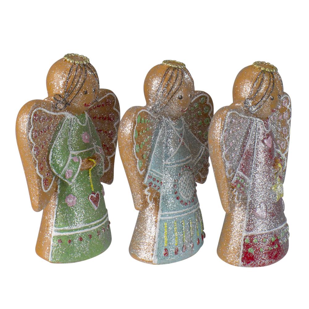 Set of 3 Glitter Dusted Gingerbread Christmas Angels 6". Picture 2