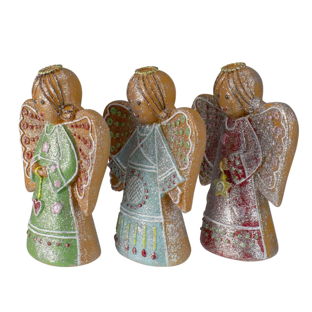 Set of 3 Glitter Dusted Gingerbread Christmas Angels 6". Picture 3