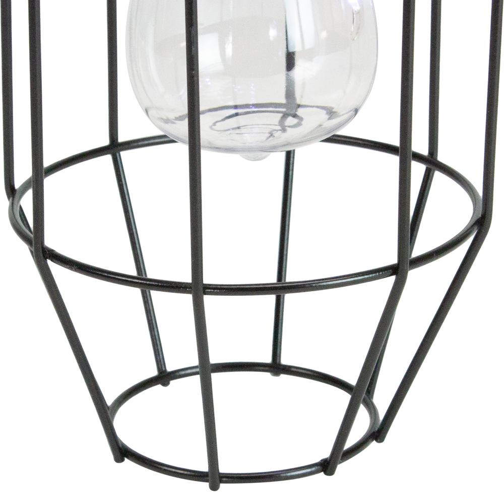 9.5" Black Geometric Oblong Outdoor Hanging Solar Lantern with Handle. Picture 4