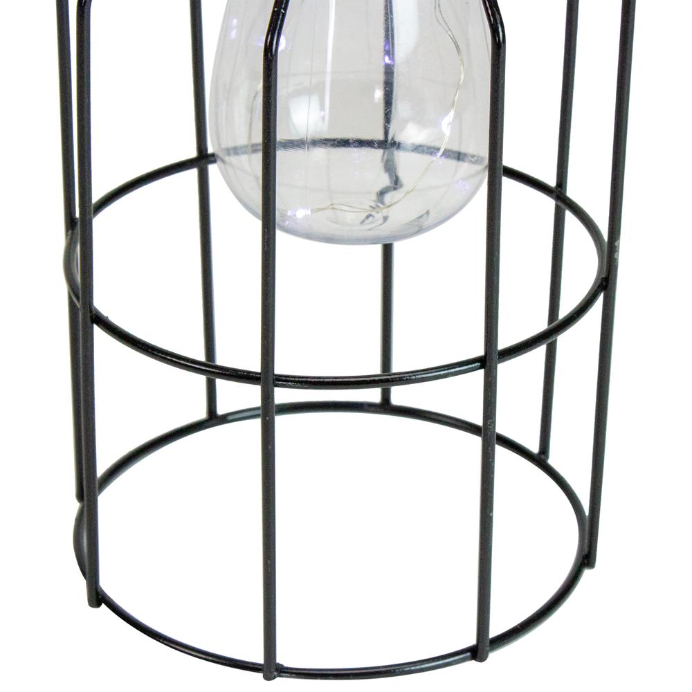 9.5" Black Outdoor Hanging Geometric Solar Lantern with Handle. Picture 5